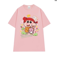 Áo Thun Unisex HY KOREA Nene ôm thỏ hồng 1298 Tay Lỡ Cotton 100 Form Rộng