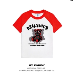 Baby Tee Raglan Gấu Behavior 1408 HY KOREA 100% Cotton Local Brand