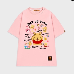 Áo thun tay lỡ HY KOREA Day of Pooh 1255 nam nữ cotton 75% form rộng