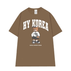 Áo Thun Local Brand Unisex HY KOREA 100% Cotton Gấu TSU 1310 Tay Lỡ
