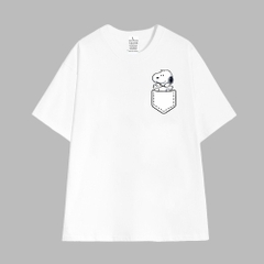 Áo thun HYKOREA Basic Cotton 100% Nam Nữ Form Oversized Logo Snoopy 1304