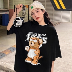 Áo Thun Unisex Form rộng HY KOREA Tiger Bear 1416 cotton 75% tay lỡ