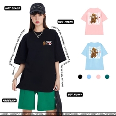 Áo thun unisex Gấu Cupid 1433 HY KOREA form rộng tay lỡ nam nữ