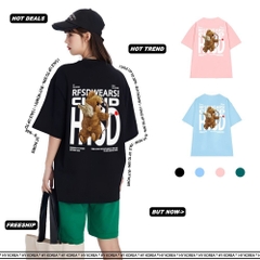 Áo thun unisex Gấu Cupid 1433 HY KOREA form rộng tay lỡ nam nữ
