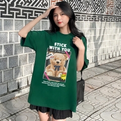 Áo phông tay lỡ Gấu Flash Sale 1436 HY KOREA form rộng nam nữ