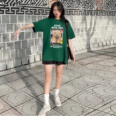 Áo phông tay lỡ Gấu Flash Sale 1436 HY KOREA form rộng nam nữ