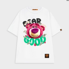 Áo thun Gấu dâu Good 1434 HY KOREA unisex form rộng tay lỡ nam nữ