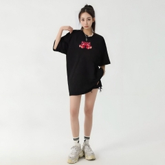 Áo thun tay lỡ Gấu dâu xoay đầu 1441 HY KOREA form rộng tay lỡ unisex