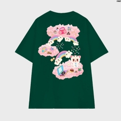 Áo thun tay lỡ Mèo mây cầu vòng 1442 HY KOREA form rộng tay lỡ unisex