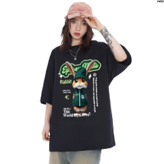Áo phông Rabbit Jacket 1453 HY KOREA form rộng tay lỡ unisex