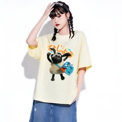 Áo phông nam nữ HY KOREA Cừu túi xanh 1459 form rộng tay lỡ cute