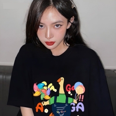 Áo phông unisex HY KOREA Gà gà CUTE 1461 tay lỡ form rộng unisex