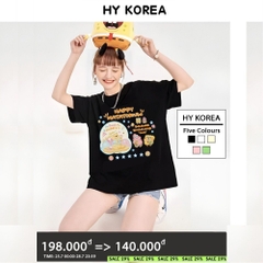 Áo thun tay lỡ HY KOREA Happy Natatorium 1464 form rộng unisex