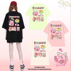 Áo thun tay lỡ HY KOREA Kirby Xe Kem 1465 form rộng unisex
