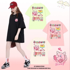 Áo thun tay lỡ HY KOREA Kirby Xe Kem 1465 form rộng unisex