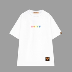Áo thun unisex HY KOREA form rộng thêu SORRY 40 tay lỡ nam nữ