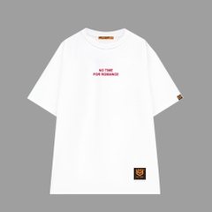Áo thun HY KOREA form rộng thêu NO TIME FOR ROMANCE 41 tay lỡ COTTON 75