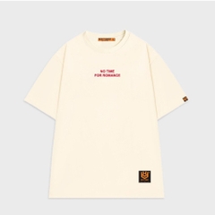 Áo thun HY KOREA form rộng thêu NO TIME FOR ROMANCE 41 tay lỡ COTTON 75