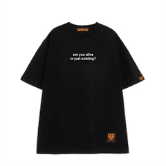 Áo thun tay lỡ thêu Are you alive 43 HY KOREA unisex form rộng