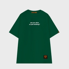 Áo thun tay lỡ thêu Are you alive 43 HY KOREA unisex form rộng