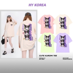 Áo thun tay lỡ HY KOREA Thỏ Kuromi dọc 1467 form rộng unisex
