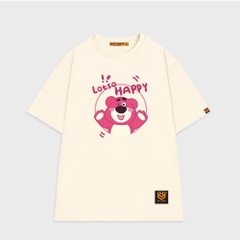 Áo thun nam nữ HY KOREA Lotso Happy 1374 form rộng tay lỡ