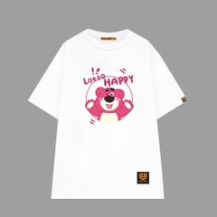 Áo thun nam nữ HY KOREA Lotso Happy 1374 form rộng tay lỡ