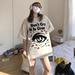 Áo Phông Form Rộng HY KOREA Cotton 100 Eyes Don't Cry 1491 Tay Lỡ Unisex