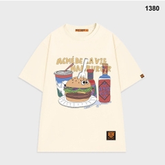 Áo thun nam nữ form rộng Burger water Acmede 1380 tay lỡ cotton 75