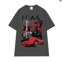 Áo Thun Unisex HY KOREA Xe đỏ Fear This 1493 Form Rộng Cotton 100 Tay Lỡ