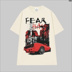Áo Thun Unisex HY KOREA Xe đỏ Fear This 1493 Form Rộng Cotton 100 Tay Lỡ