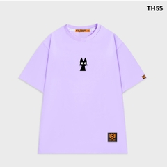Áo thun HY KOREA form rộng thêu Mèo đen 55 tay lỡ nam nữ