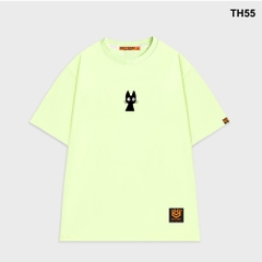 Áo thun HY KOREA form rộng thêu Mèo đen 55 tay lỡ nam nữ