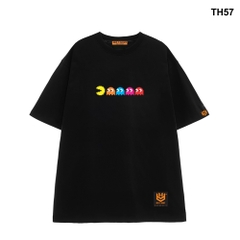 Áo thun HY KOREA form rộng thêu Ma bốn màu 57 tay lỡ nam nữ