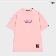 Áo thun HY KOREA form rộng thêu Tam giác vuông tròn 58 tay lỡ nam nữ