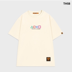 Áo thun HY KOREA form rộng thêu Tam giác vuông tròn 58 tay lỡ nam nữ