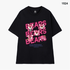 Áo Phông Form Rộng HY KOREA Cotton 100 Gấu dâu BEARS 1524 Tay Lỡ Unisex