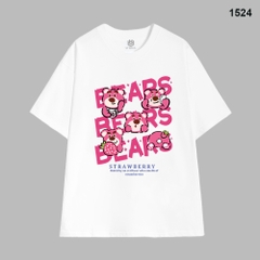 Áo Phông Form Rộng HY KOREA Cotton 100 Gấu dâu BEARS 1524 Tay Lỡ Unisex