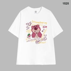 Áo Thun Form Rộng HY KOREA Cotton 100 Gấu dâu cầm Ipad 1525 Tay Lỡ Unisex
