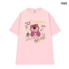 Áo Thun Form Rộng HY KOREA Cotton 100 Gấu dâu cầm Ipad 1525 Tay Lỡ Unisex