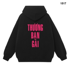 Áo hoodie HY KOREA In Chữ Thương Bạn Gái Trai 1517 Vải Nỉ Bông