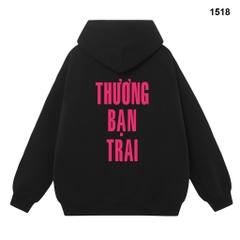 Áo hoodie HY KOREA In Chữ Thương Bạn Gái Trai 1517 Vải Nỉ Bông
