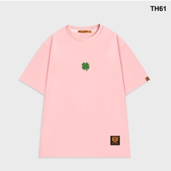 Áo thun HY KOREA form rộng thêu Cỏ bốn lá 61 tay lỡ nam nữ