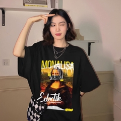 Áo phông tay lỡ HY KOREA Monalisa Edectik 1499 vải cotton 75 form rộng unisex