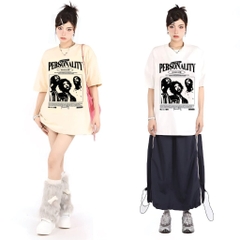 Áo thun tay lỡ HY KOREA Personality overthinking 1602 form rộng nam nữ