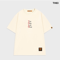 Áo thun HY KOREA form rộng thêu You Only Live Once 63 tay lỡ nam nữ0