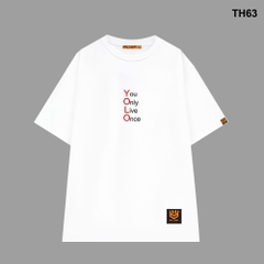 Áo thun HY KOREA form rộng thêu You Only Live Once 63 tay lỡ nam nữ0
