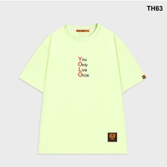 Áo thun HY KOREA form rộng thêu You Only Live Once 63 tay lỡ nam nữ0