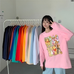 Áo Thun Tay Dài HY KOREA Winnie Pooh 1283 Form Rộng Unisex