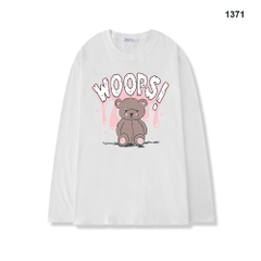 Áo Thun Tay Dài HY KOREA Gấu WOOPS 1376 Form Rộng Unisex Freesize